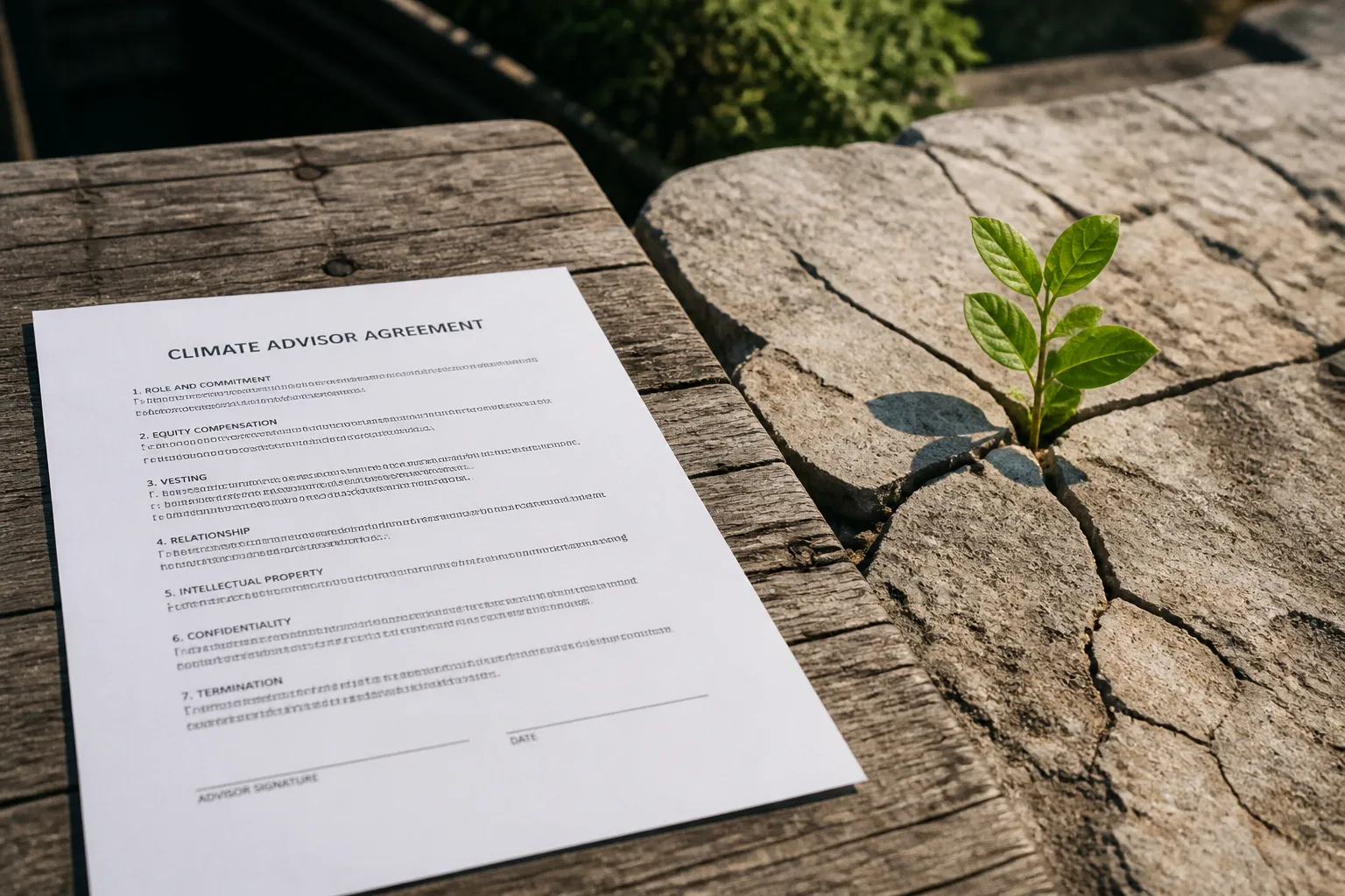 Climate advisor agreements: a one-page setup template